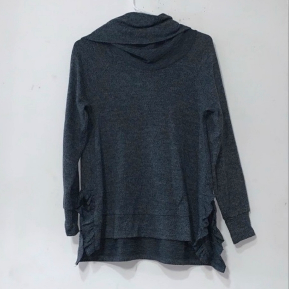 🎄- Cupio sz L Grey Cowl Neck Frilled Sweater - Picture 3 of 8